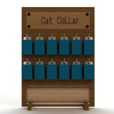 Wood 30cm X 20cm X 41cm Point Of Purchase Display Stand Cat Collar With Hooks