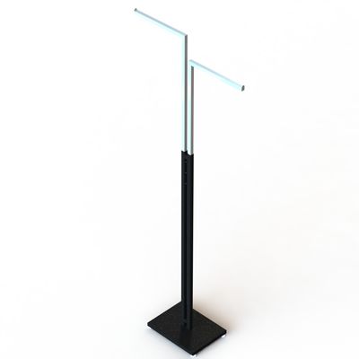 2 Arms Chrome Metal Clothing Display Rack With Metal Square Base